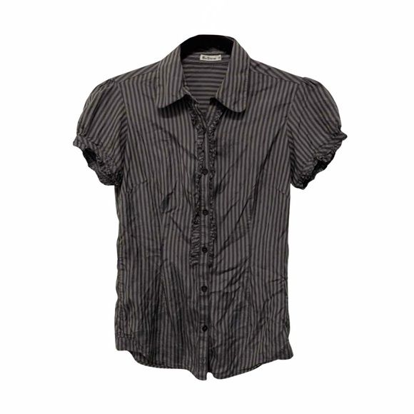 Ben Sherman Gray Striped Silk Shirt - Picture 1 of 7